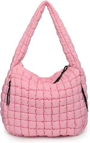 Quilted Tote Bag, Large Lightweight Quilted Bag Puffer Tote Bag Trendy Puffy Purse Hobo Bags for Women