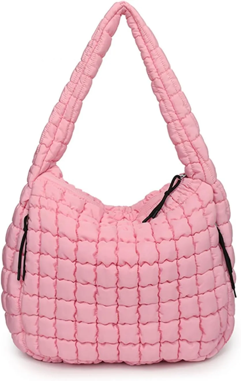 Quilted Tote Bag, Large Lightweight Quilted Bag Puffer Tote Bag Trendy Puffy Purse Hobo Bags for Women