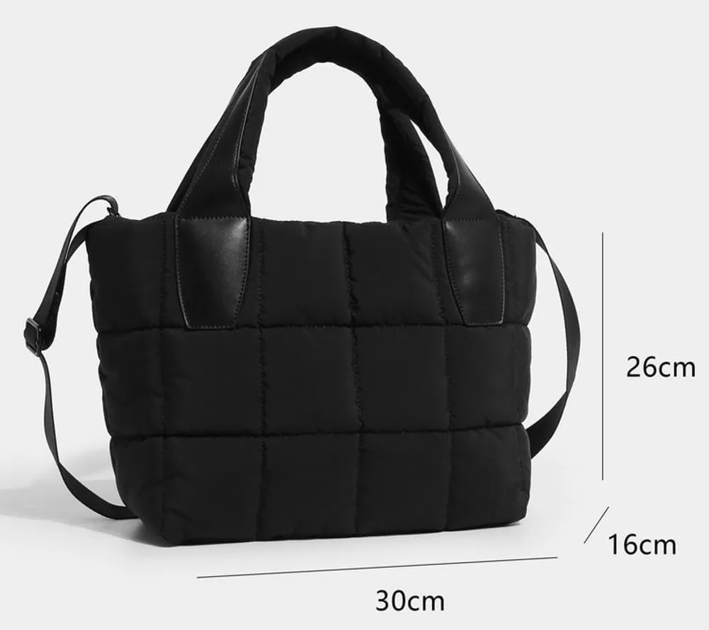 Quilted Tote Bags for Women Large Shoulder Crossbody Bag Padding Down Cotton Handbag Winter Soft Work Purse