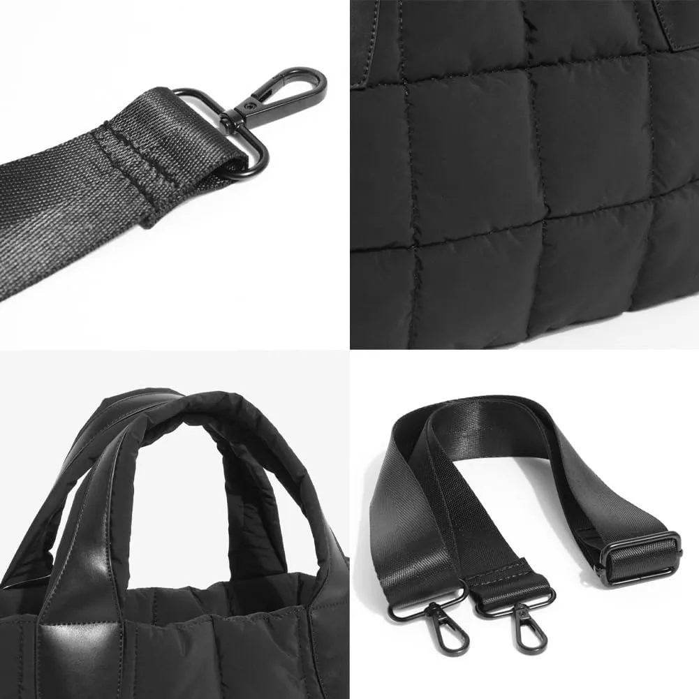 Quilted Tote Bags for Women Large Shoulder Crossbody Bag Padding Down Cotton Handbag Winter Soft Work Purse