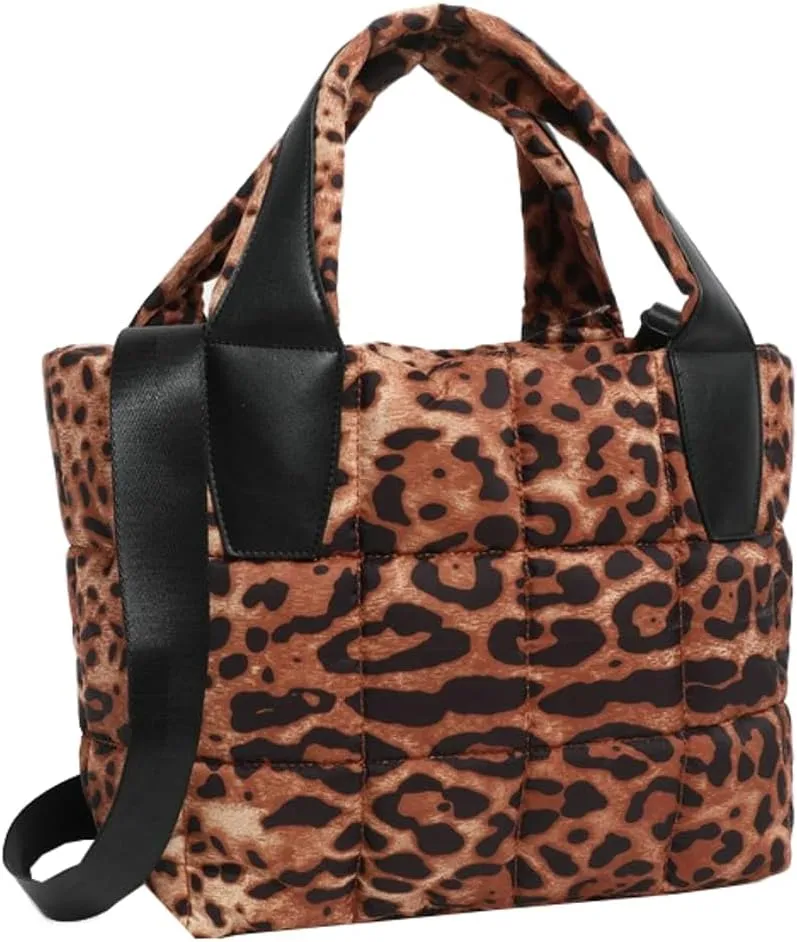 Quilted Tote Bags for Women Large Shoulder Crossbody Bag Padding Down Cotton Handbag Winter Soft Work Purse