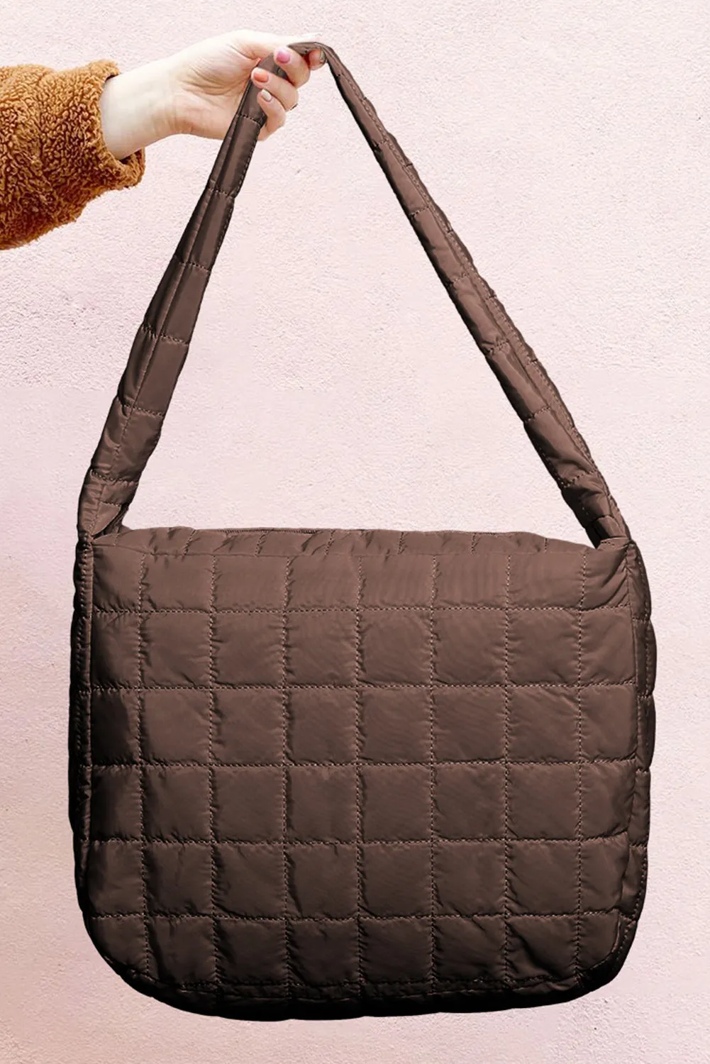 Quilted Zipper Large Shoulder Bag