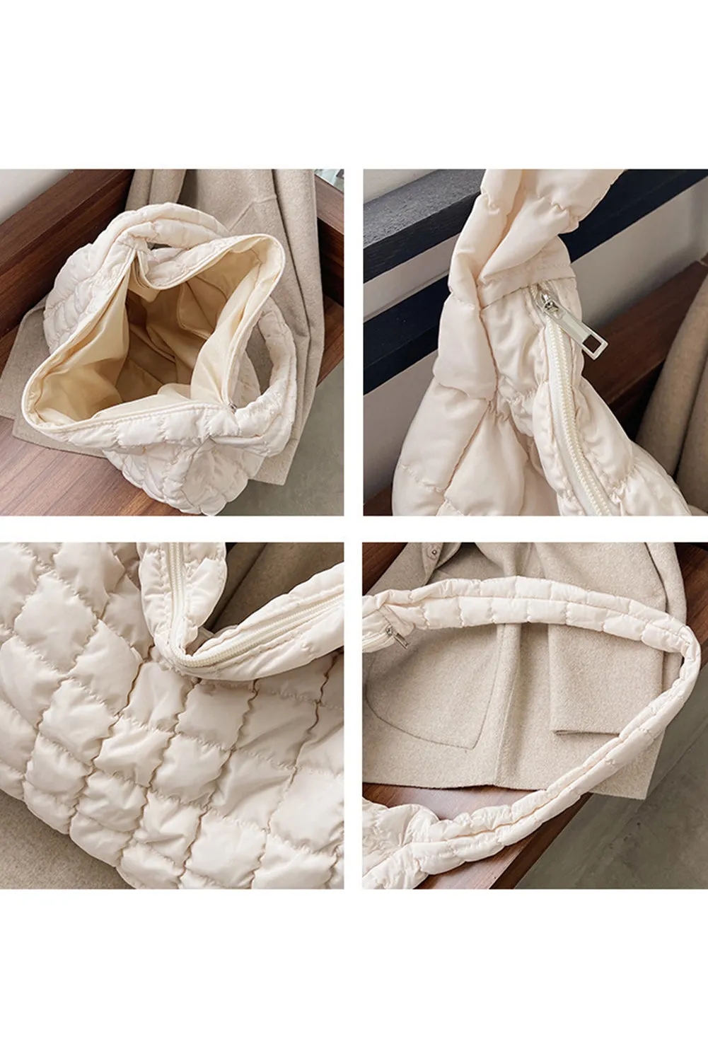 Quilted Zipper Large Shoulder Bag