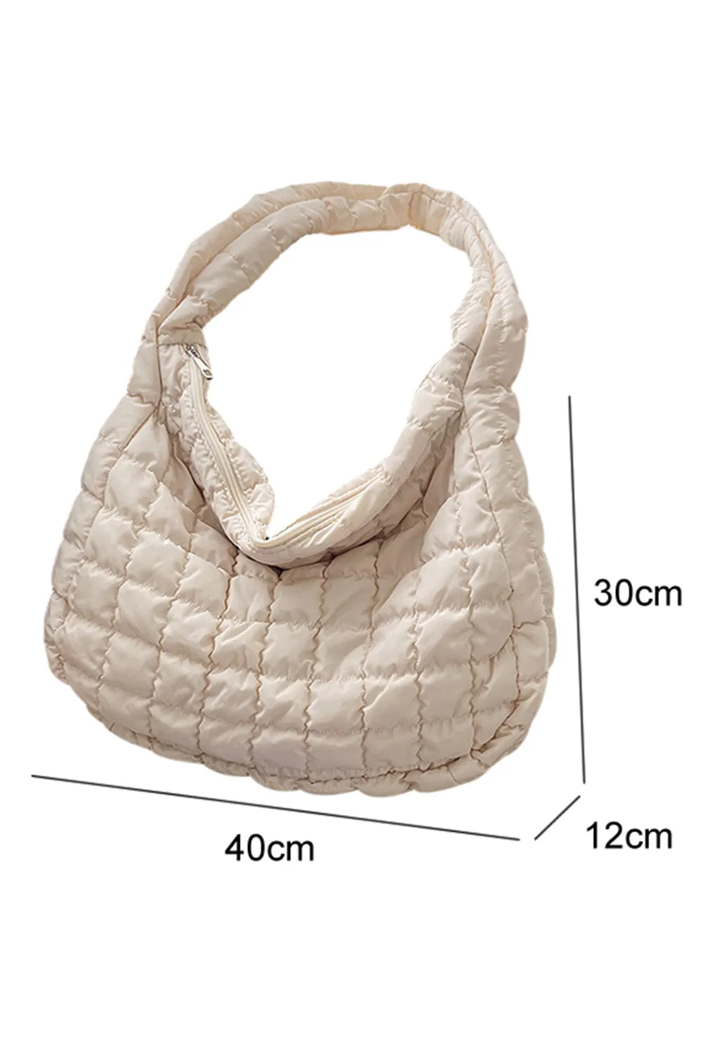 Quilted Zipper Large Shoulder Bag
