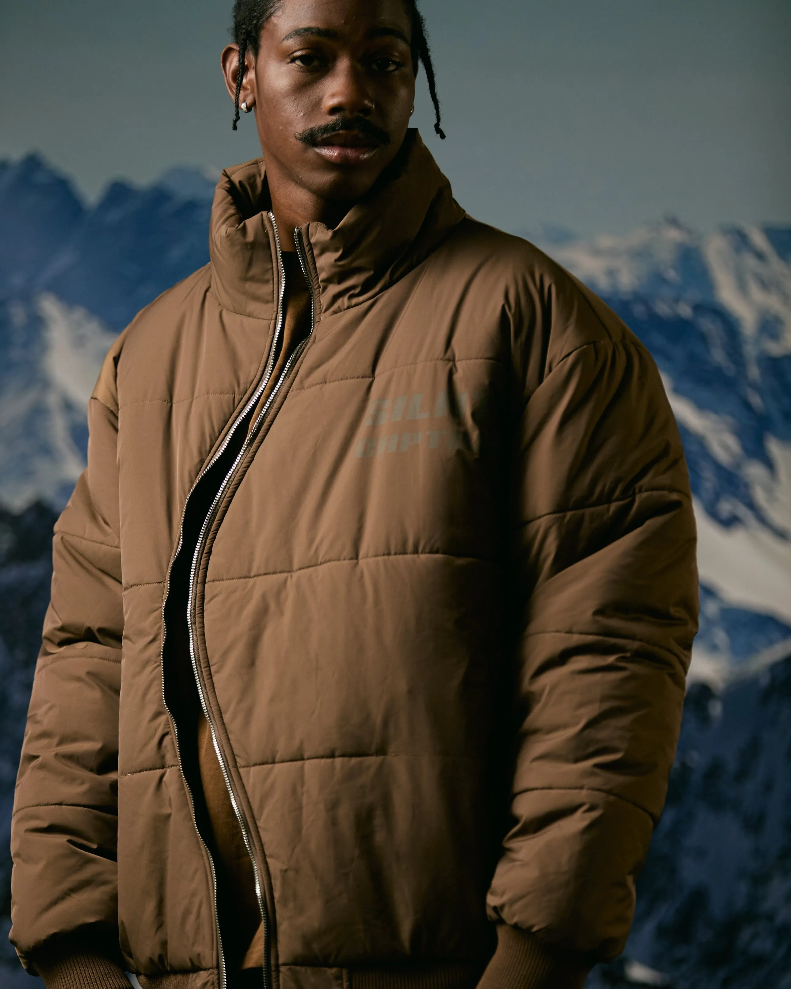 "Irregular" Brown Asymmetrical Puffer Jacket