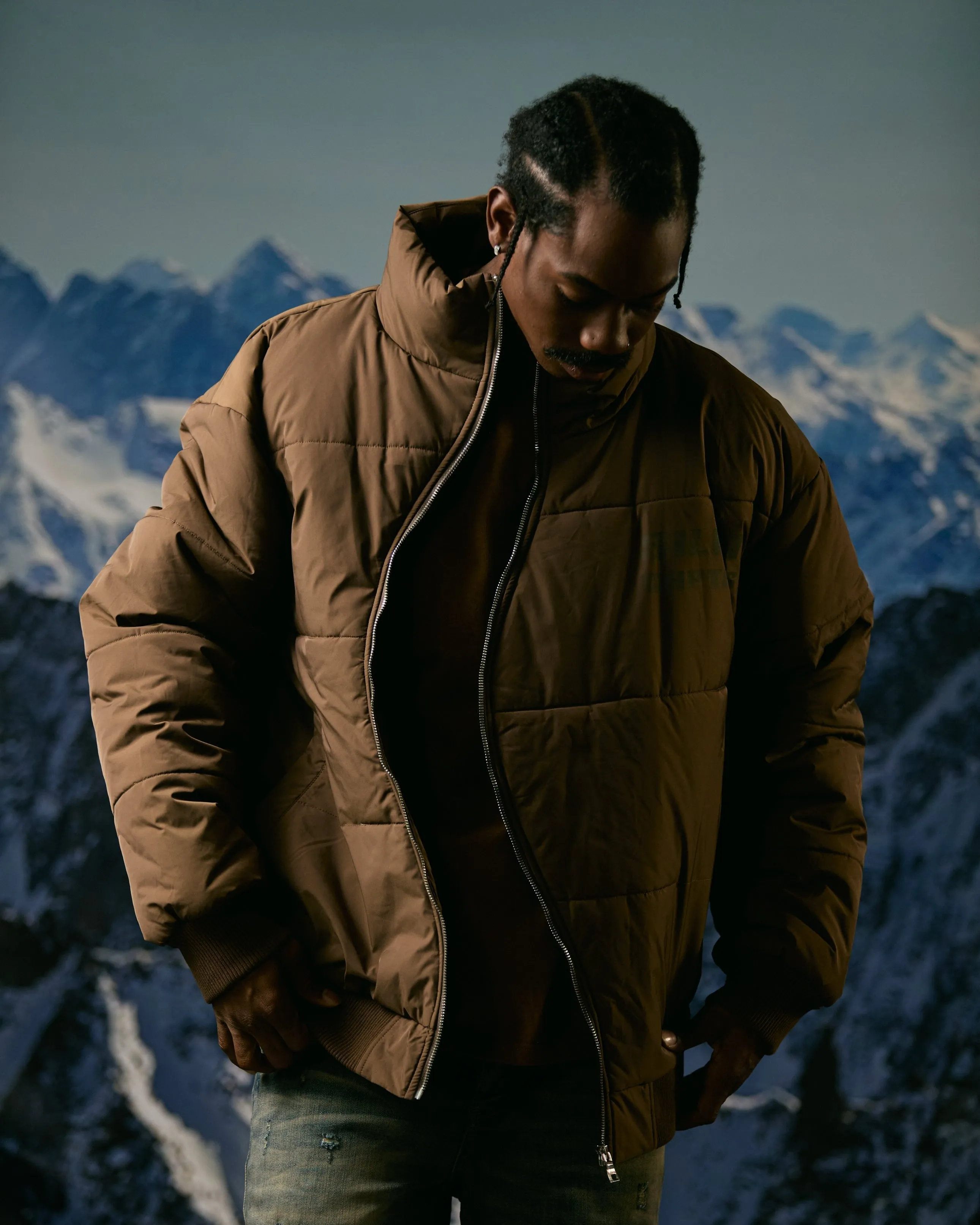 "Irregular" Brown Asymmetrical Puffer Jacket