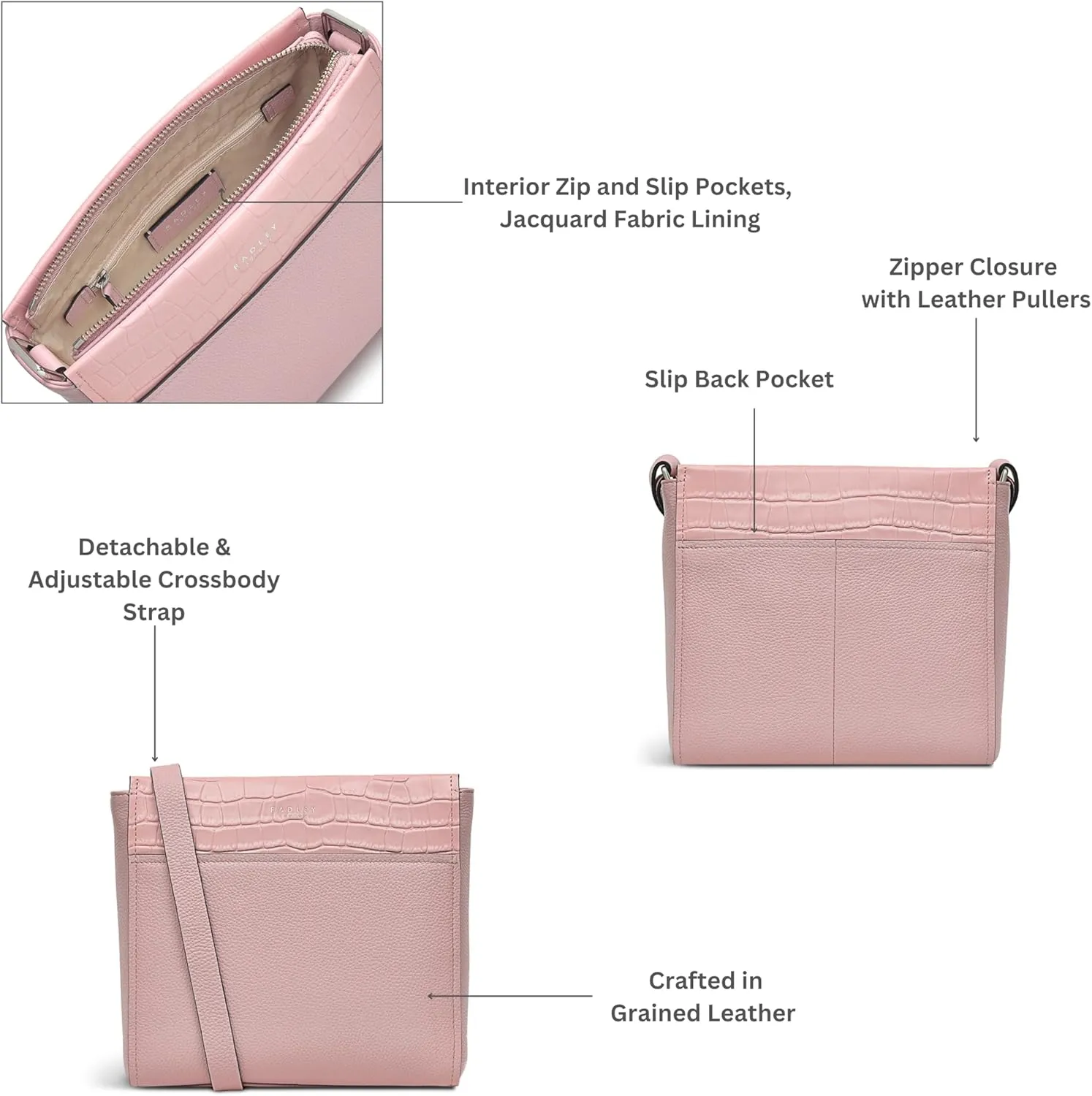 RADLEY London Downtown Women’s Small Leather Ziptop Crossbody Bag