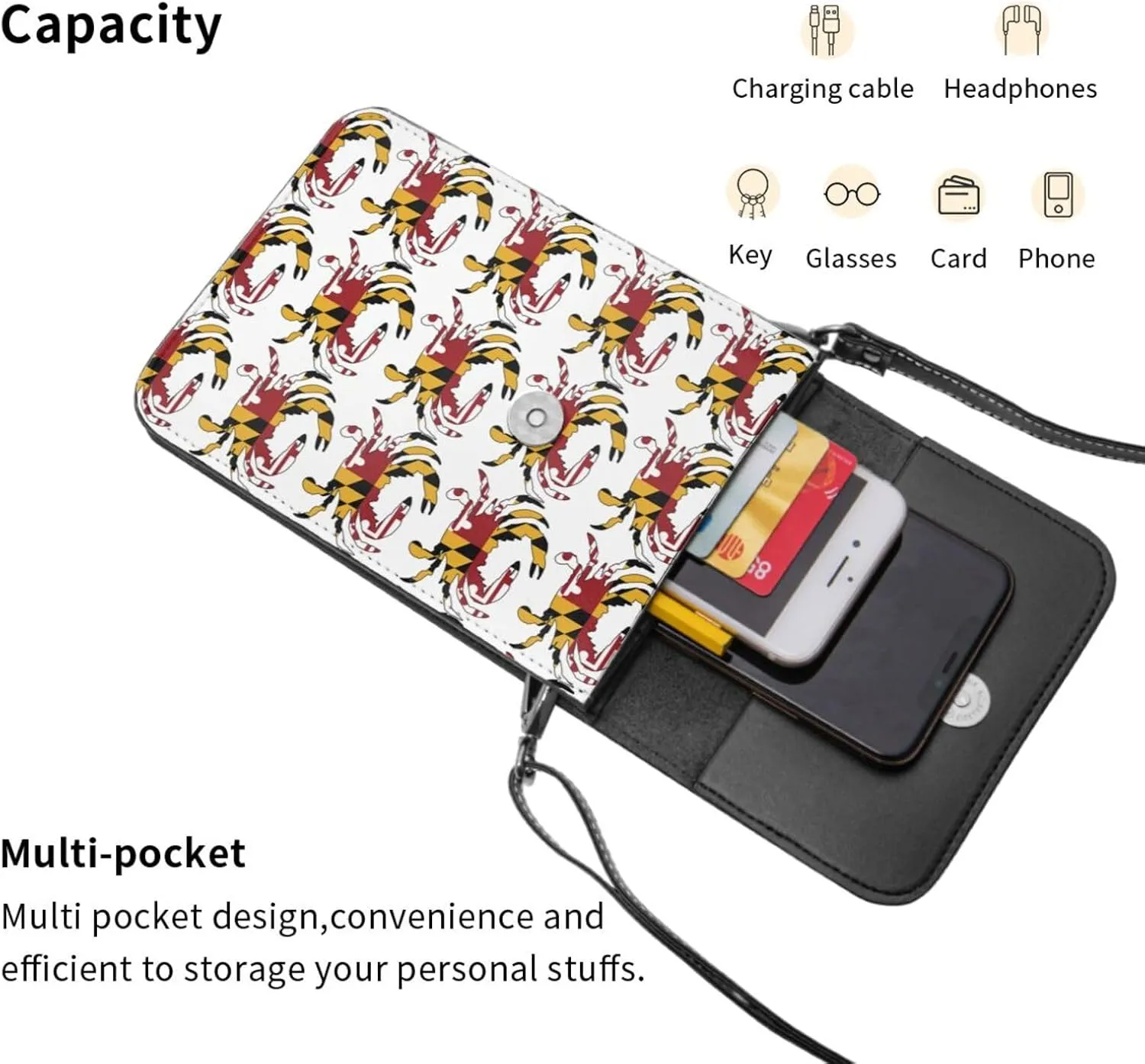 Rainbow Color Tie Dye Leather Crossbody Cell Phone Purse Small Wallet Bags Adjustable Phone Bag for Women
