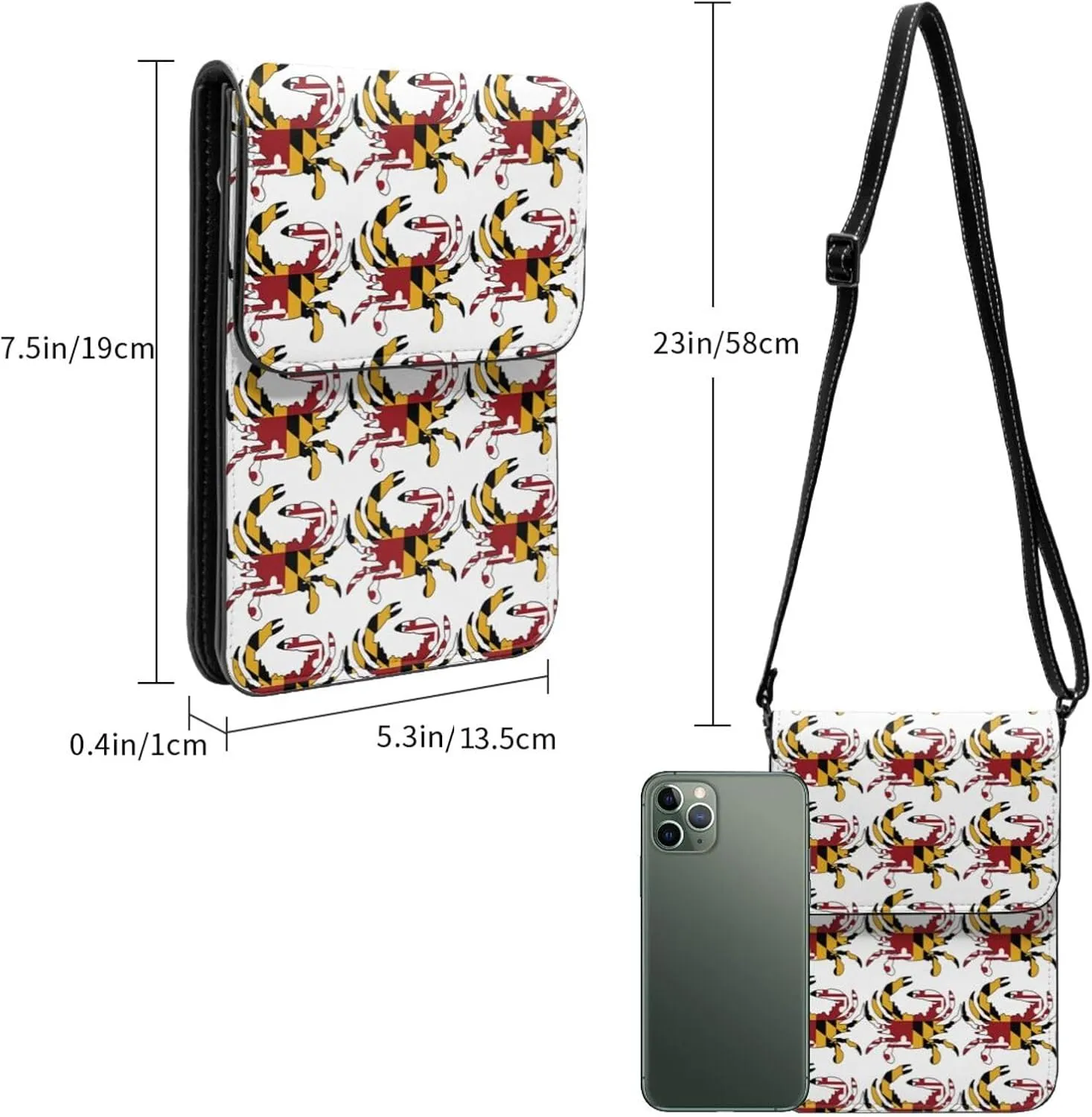 Rainbow Color Tie Dye Leather Crossbody Cell Phone Purse Small Wallet Bags Adjustable Phone Bag for Women