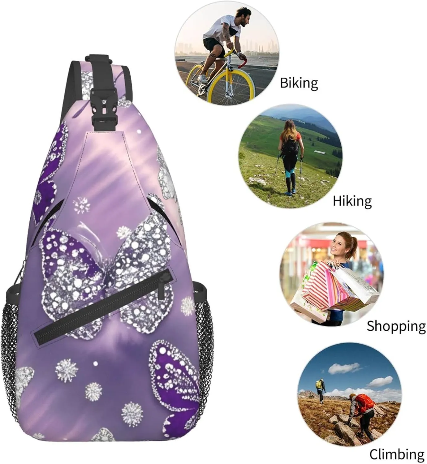 Rainbow Tie Dye Butterfly Swirl Crossbody Bags Cross Chest Bag Adjustable Sling Backpack for Women Men