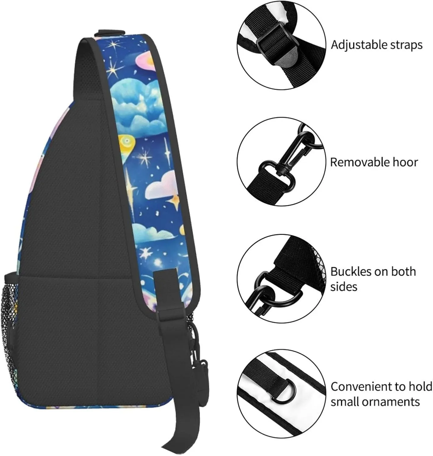 Rainbow Tie Dye Butterfly Swirl Crossbody Bags Cross Chest Bag Adjustable Sling Backpack for Women Men