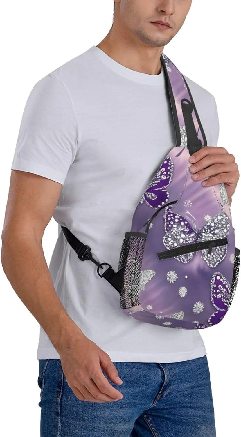Rainbow Tie Dye Butterfly Swirl Crossbody Bags Cross Chest Bag Adjustable Sling Backpack for Women Men