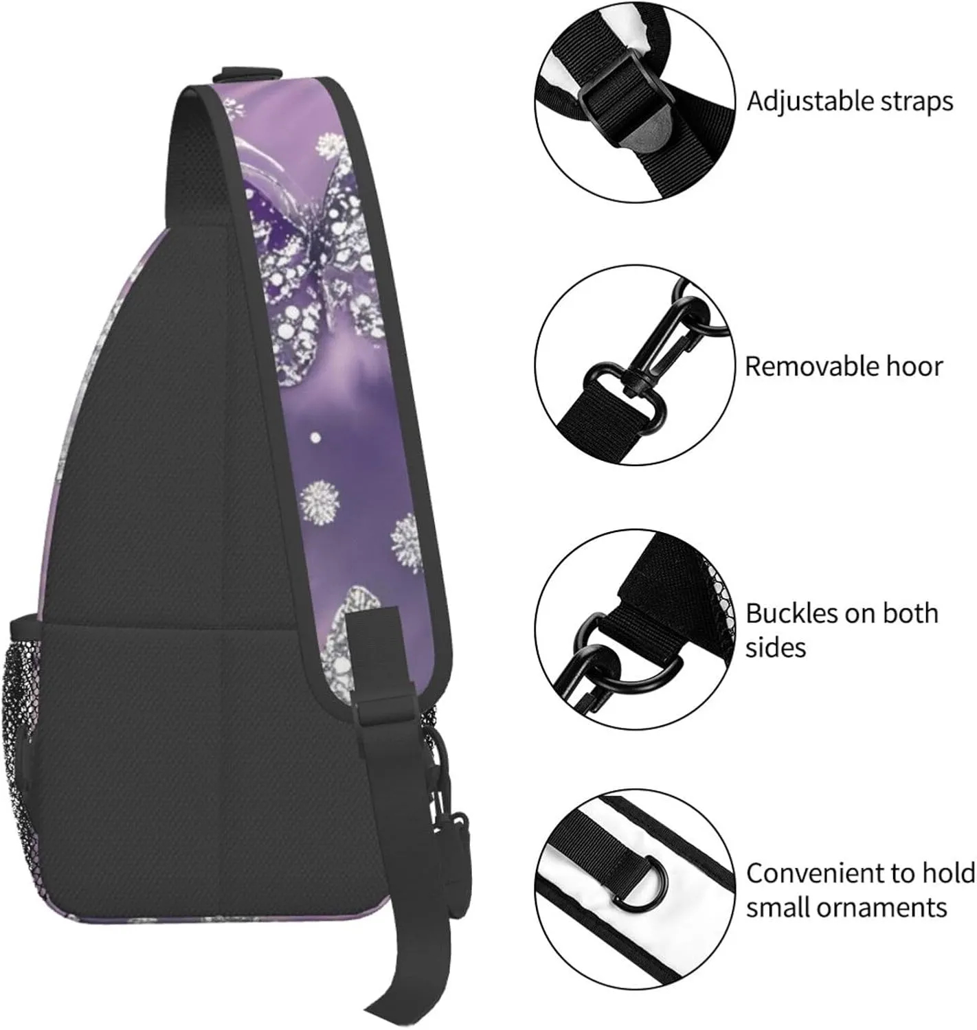 Rainbow Tie Dye Butterfly Swirl Crossbody Bags Cross Chest Bag Adjustable Sling Backpack for Women Men