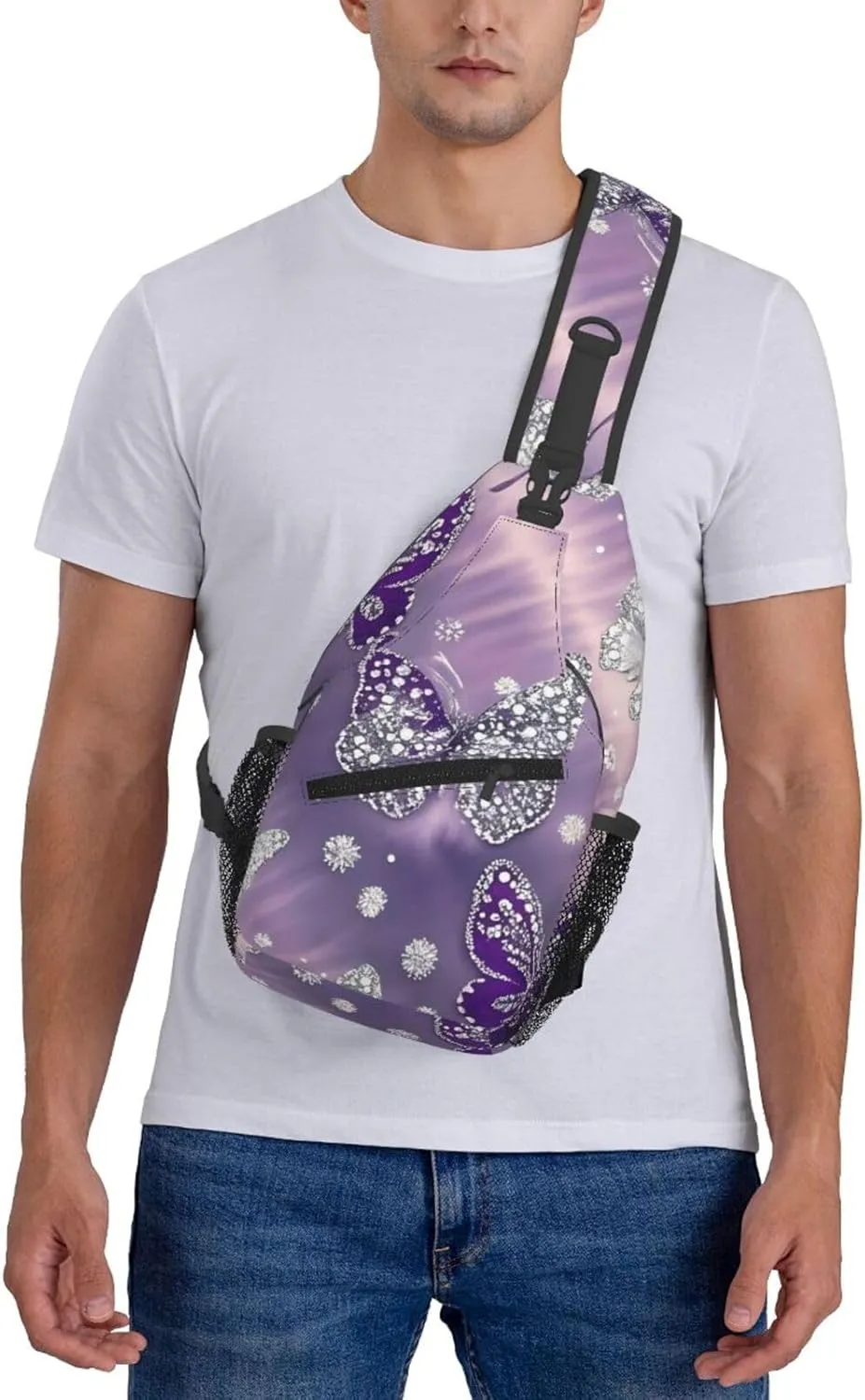 Rainbow Tie Dye Butterfly Swirl Crossbody Bags Cross Chest Bag Adjustable Sling Backpack for Women Men