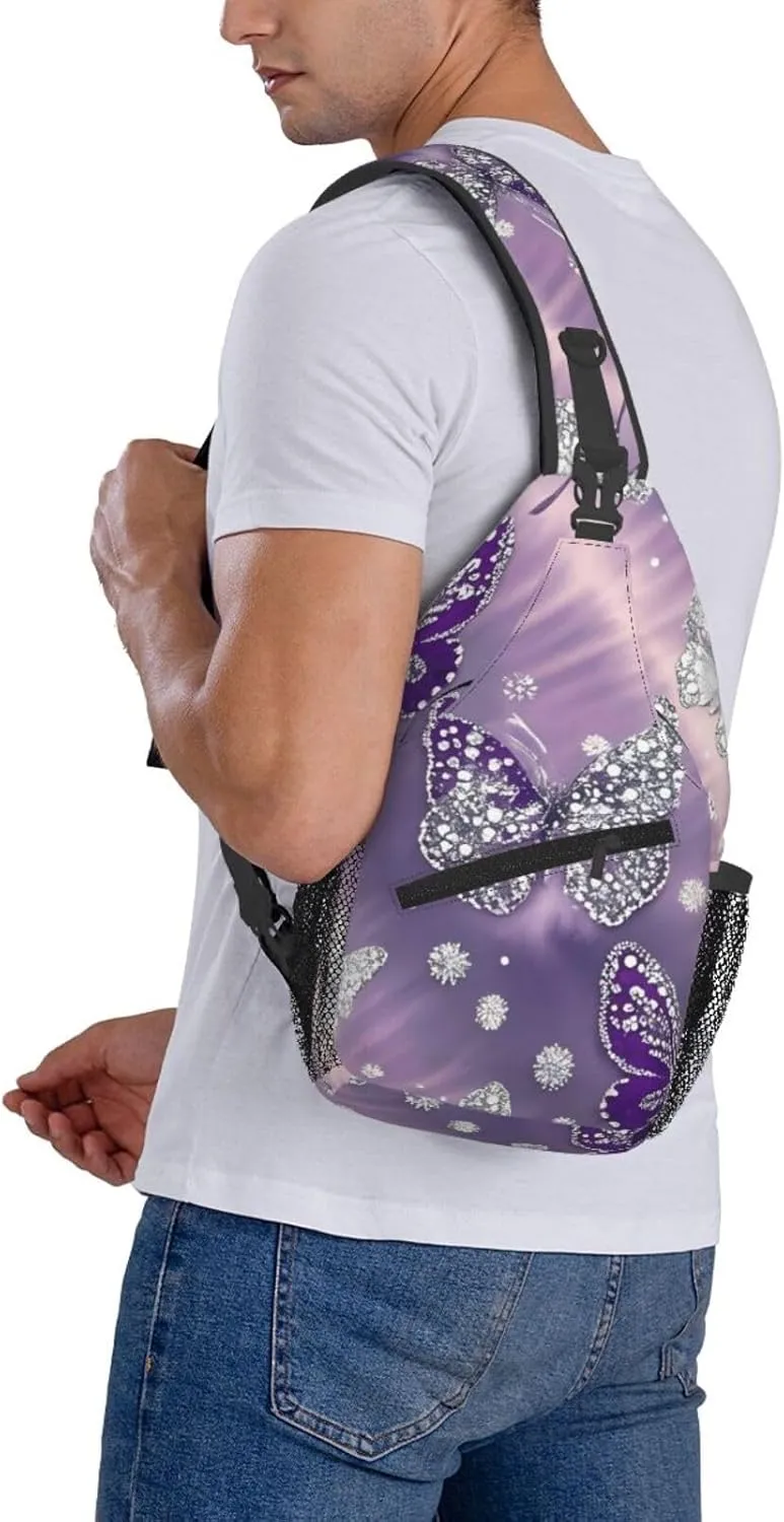 Rainbow Tie Dye Butterfly Swirl Crossbody Bags Cross Chest Bag Adjustable Sling Backpack for Women Men