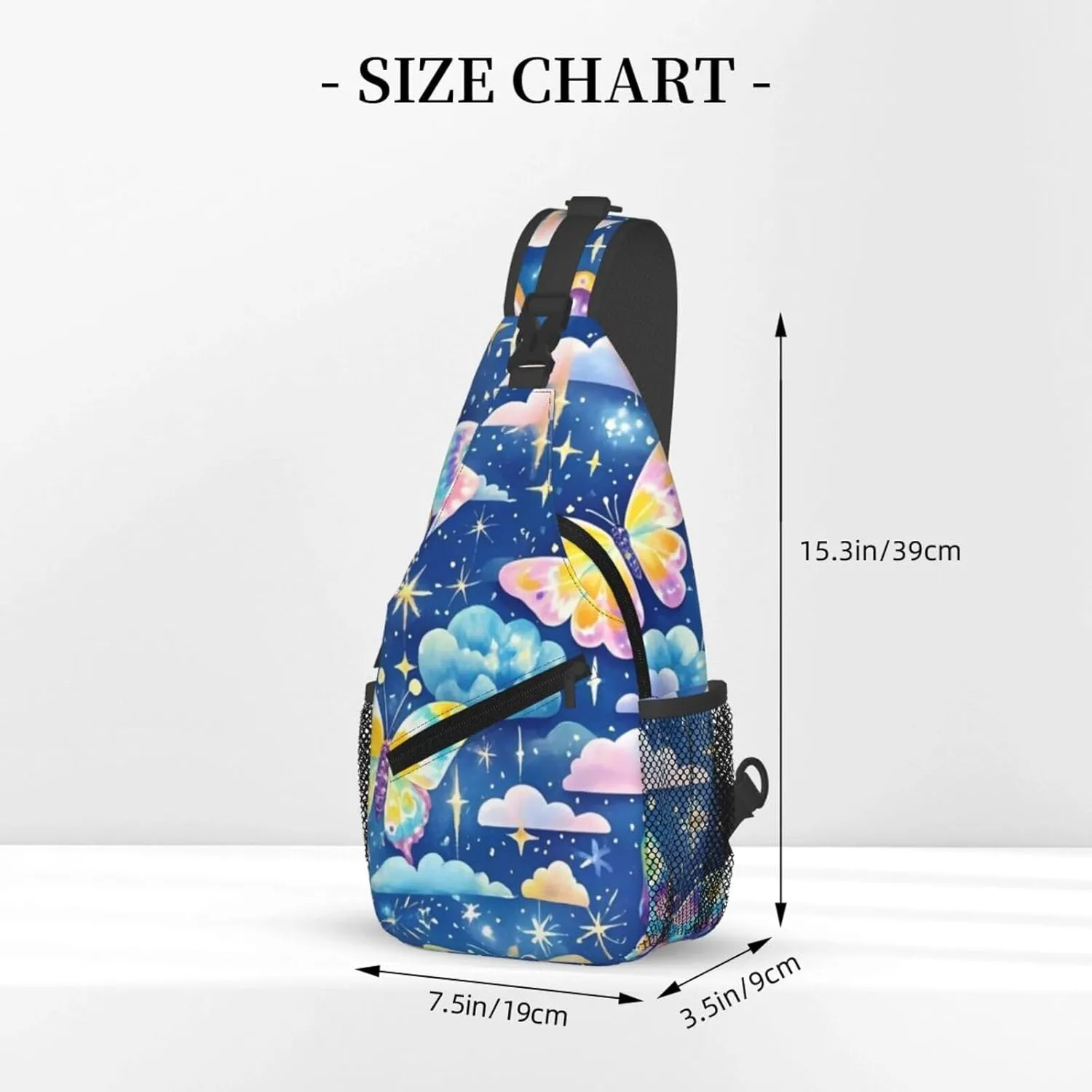 Rainbow Tie Dye Butterfly Swirl Crossbody Bags Cross Chest Bag Adjustable Sling Backpack for Women Men