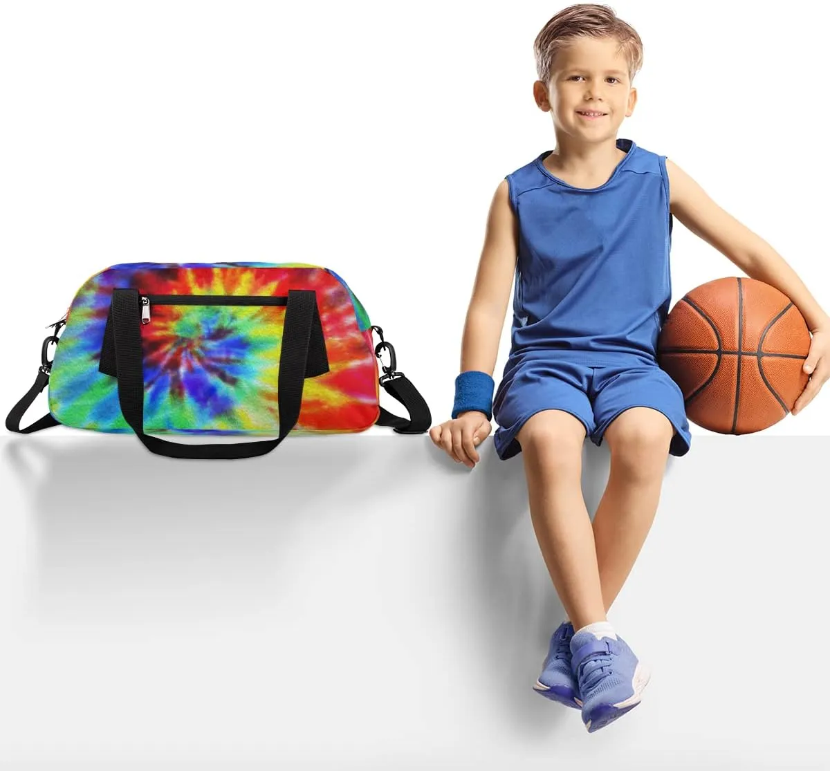 Rainbow Tie Dye Kids Duffel Bag for Girls Boys Teens, Rainbow Oil Painting Dance Bag Overnight Small Duffel Bag Carry On Weekend Sports Gym Travel Bag for School Practice Gymnastics Ballet