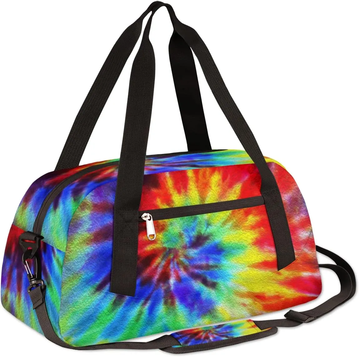 Rainbow Tie Dye Kids Duffel Bag for Girls Boys Teens, Rainbow Oil Painting Dance Bag Overnight Small Duffel Bag Carry On Weekend Sports Gym Travel Bag for School Practice Gymnastics Ballet