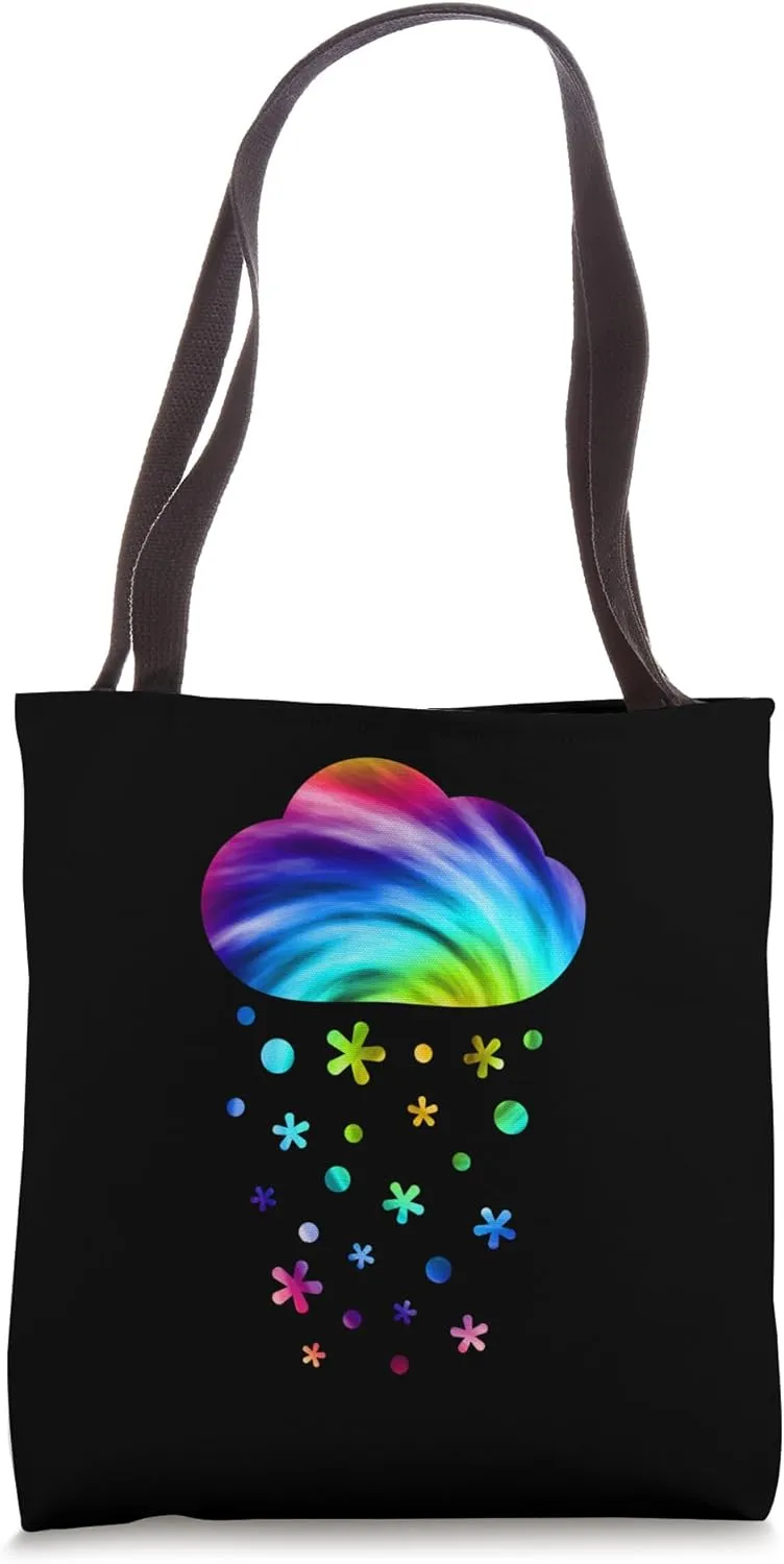 Rainbow Tie Dye Snow Cloud Colorful Snowfall Snow Day Storm Tote Bag