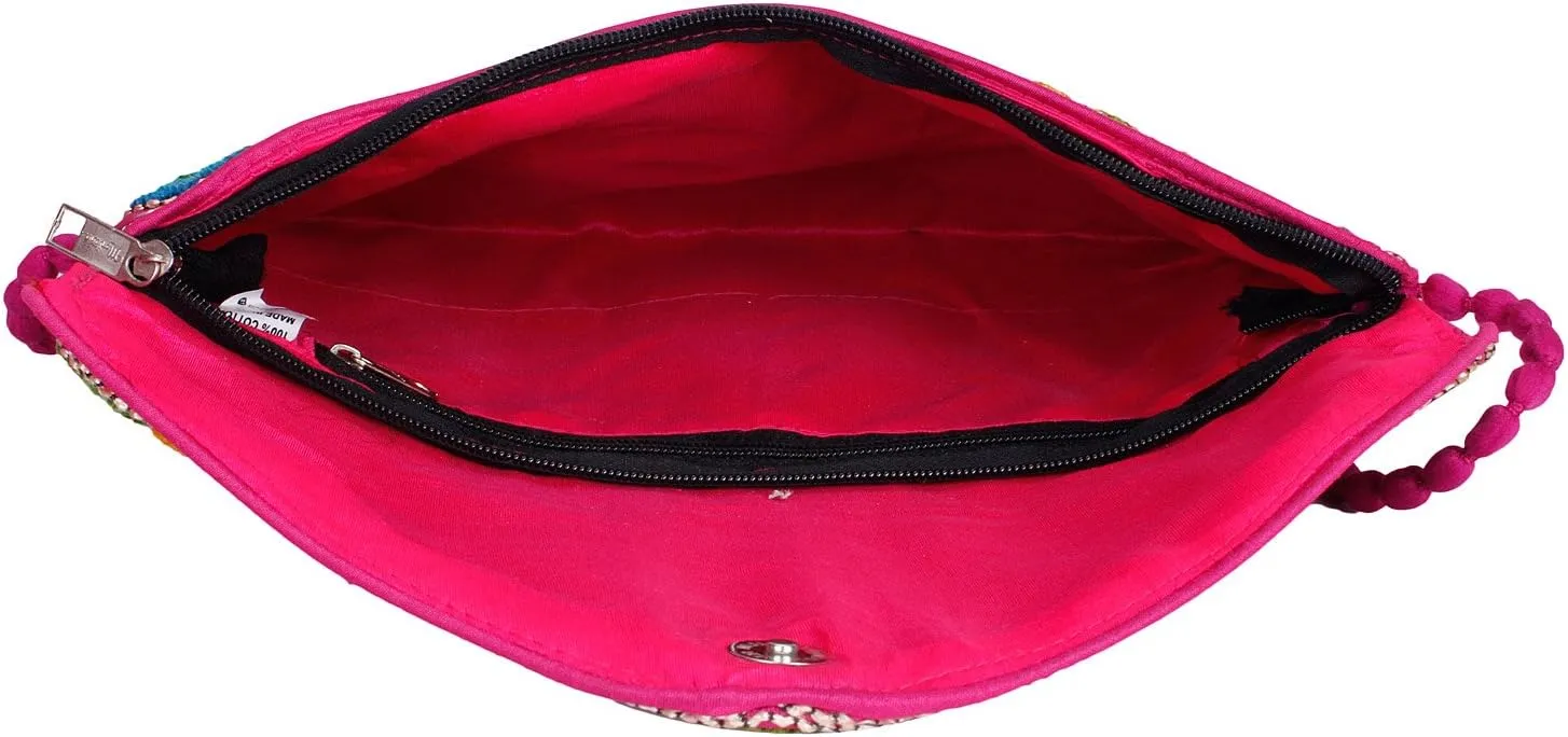 Rajasthani Jaipuri Art Sling Bag Foldover Clutch Purse Quality Checked