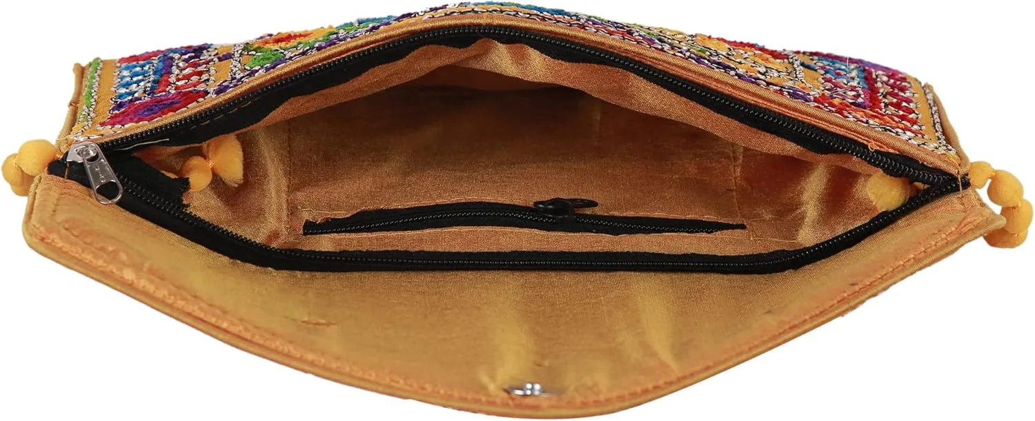 Rajasthani Jaipuri Art Sling Bag Foldover Clutch Purse Quality Checked