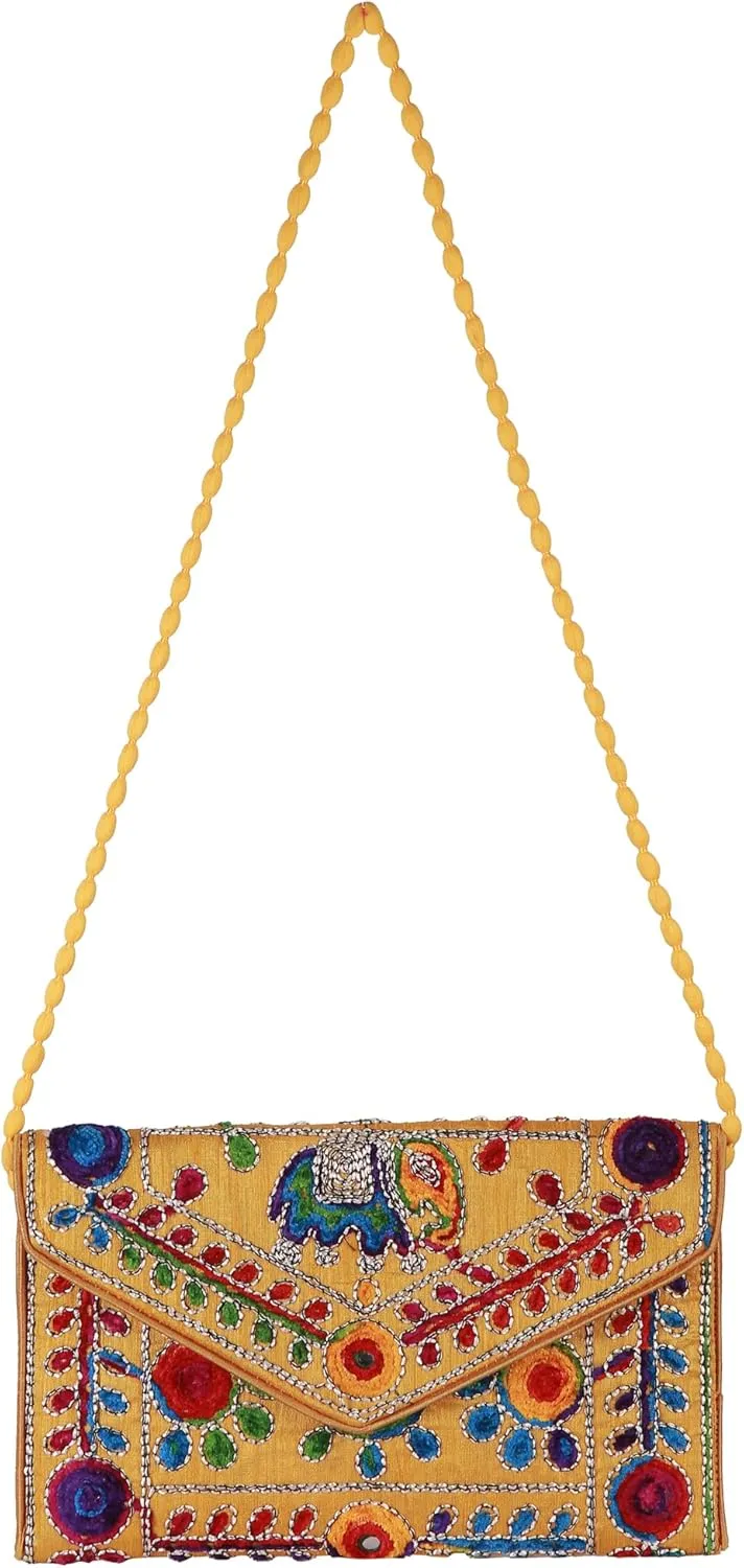 Rajasthani Jaipuri Art Sling Bag Foldover Clutch Purse Quality Checked
