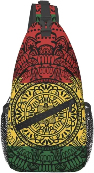 Rasta Tie Dye Sling Bag Adjustable Crossbody Bag Casual Chest Bags Travel Shoulder Backpack For Women Men