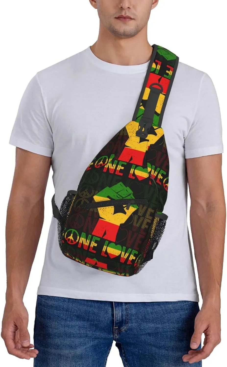Rasta Tie Dye Sling Bag Adjustable Crossbody Bag Casual Chest Bags Travel Shoulder Backpack For Women Men