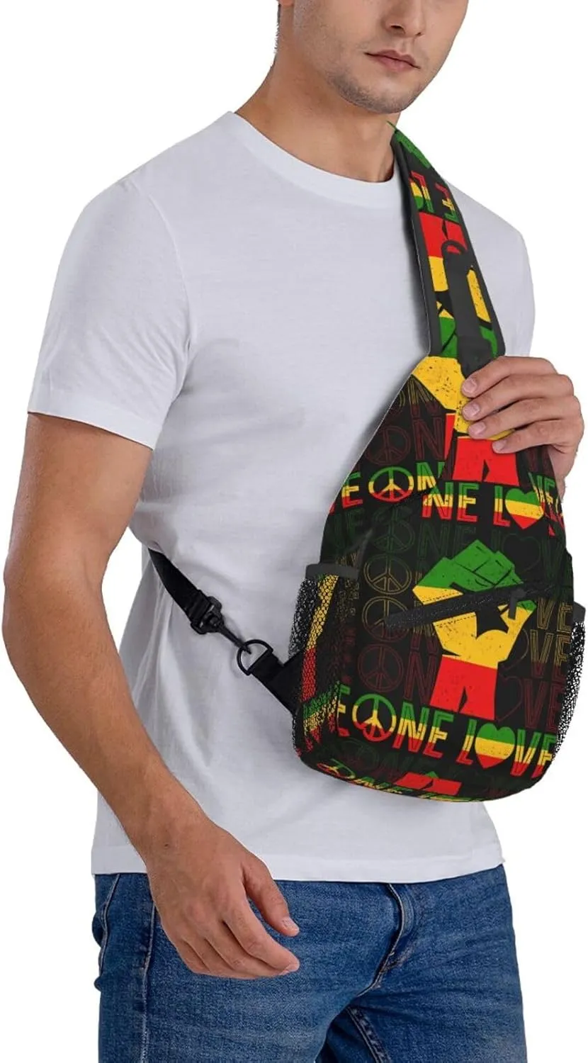 Rasta Tie Dye Sling Bag Adjustable Crossbody Bag Casual Chest Bags Travel Shoulder Backpack For Women Men