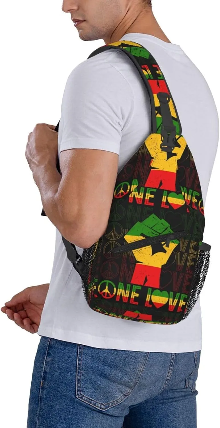 Rasta Tie Dye Sling Bag Adjustable Crossbody Bag Casual Chest Bags Travel Shoulder Backpack For Women Men