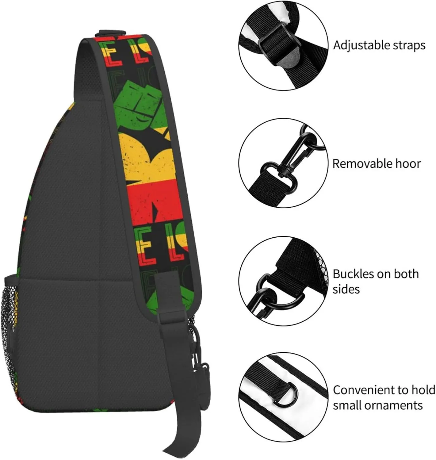 Rasta Tie Dye Sling Bag Adjustable Crossbody Bag Casual Chest Bags Travel Shoulder Backpack For Women Men