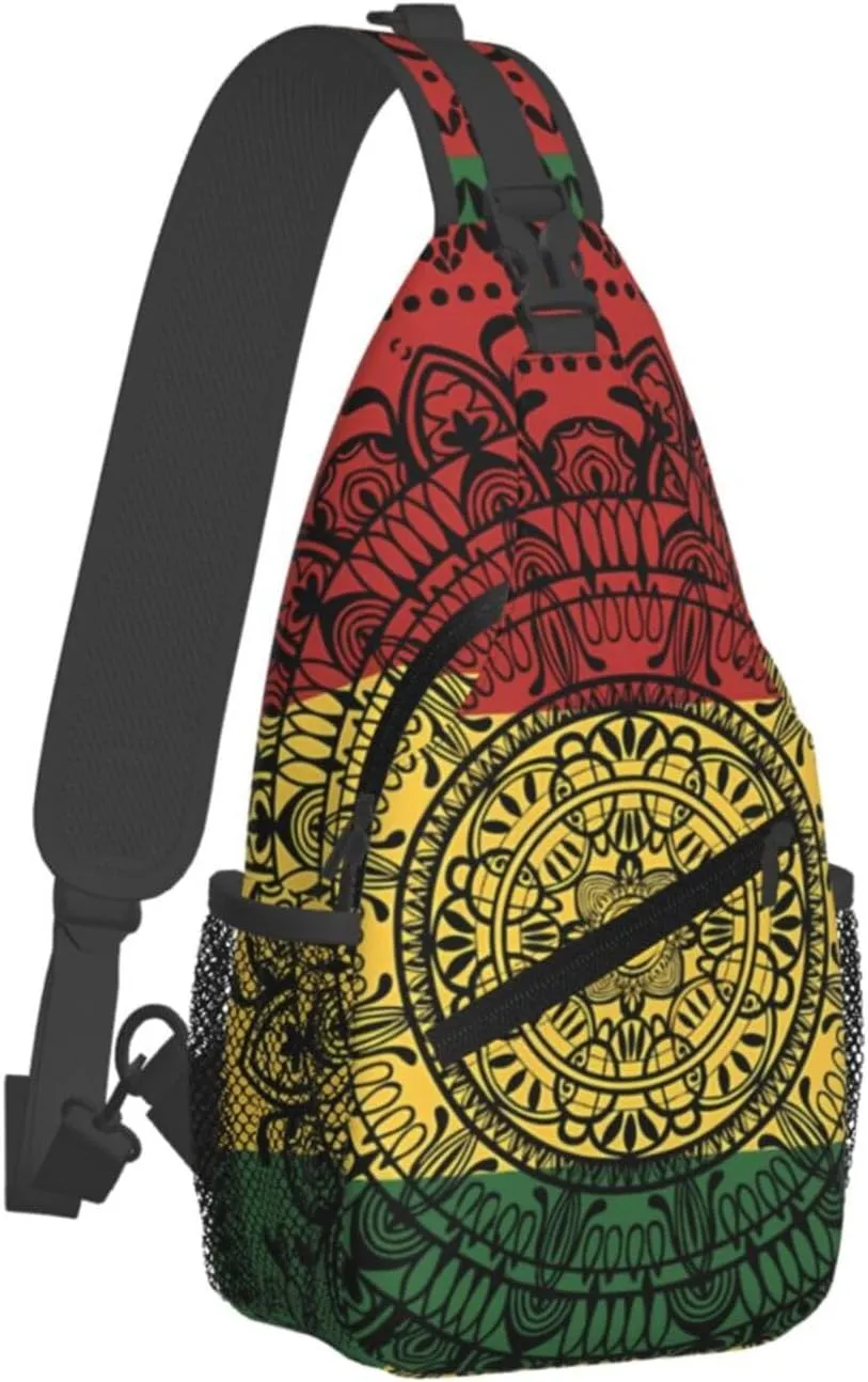 Rasta Tie Dye Sling Bag Adjustable Crossbody Bag Casual Chest Bags Travel Shoulder Backpack For Women Men