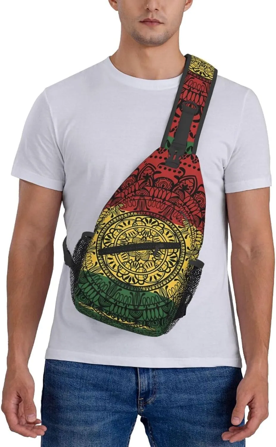 Rasta Tie Dye Sling Bag Adjustable Crossbody Bag Casual Chest Bags Travel Shoulder Backpack For Women Men