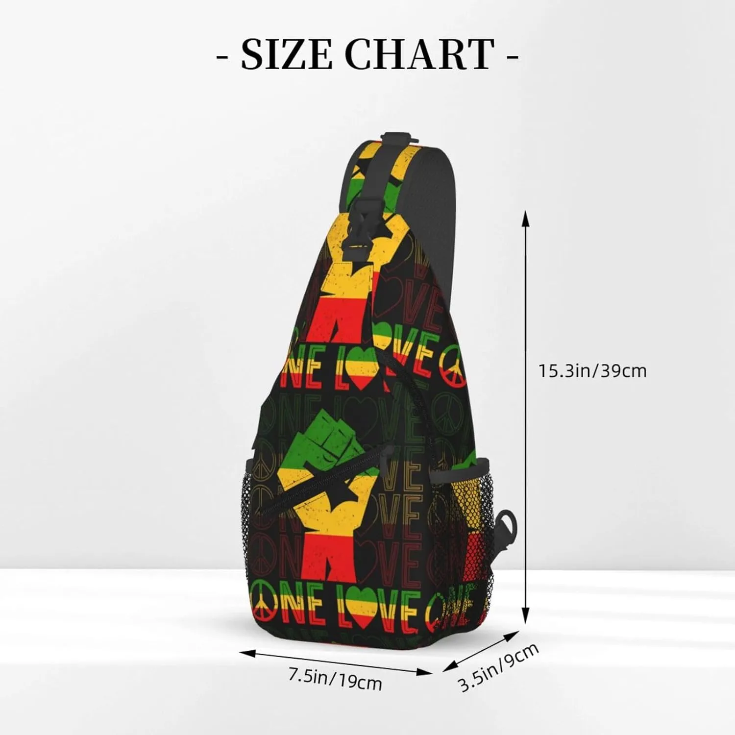 Rasta Tie Dye Sling Bag Adjustable Crossbody Bag Casual Chest Bags Travel Shoulder Backpack For Women Men