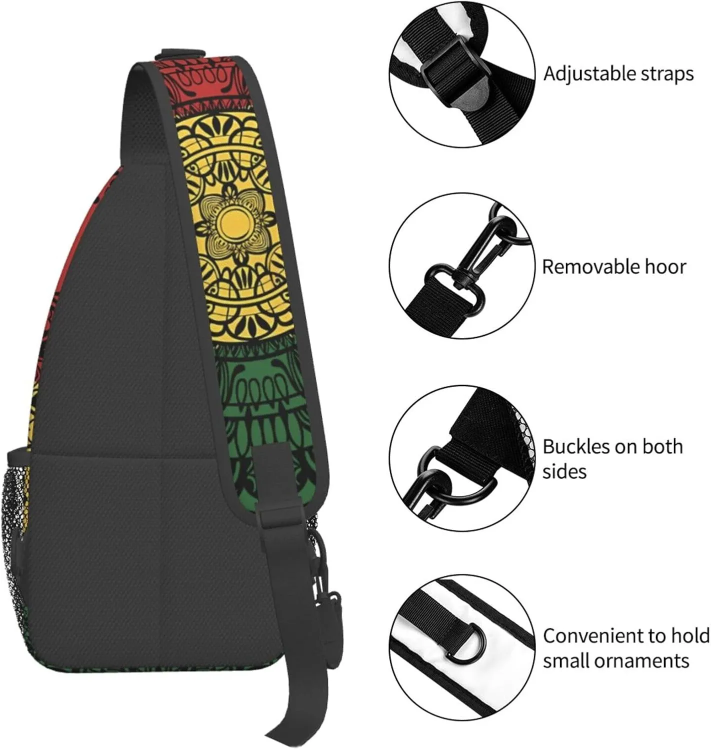 Rasta Tie Dye Sling Bag Adjustable Crossbody Bag Casual Chest Bags Travel Shoulder Backpack For Women Men