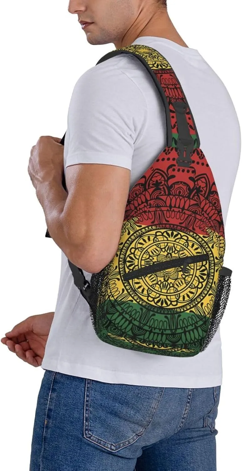 Rasta Tie Dye Sling Bag Adjustable Crossbody Bag Casual Chest Bags Travel Shoulder Backpack For Women Men