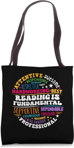 Reading is fundamental Teacher Women Kids Book Lovers Tote Bag