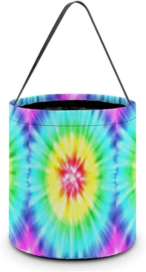 Realistic Tie-dye Cute Easter Basket Bags Eggs Bucket Candy Tote Decorations Gifts Party Storage Bag