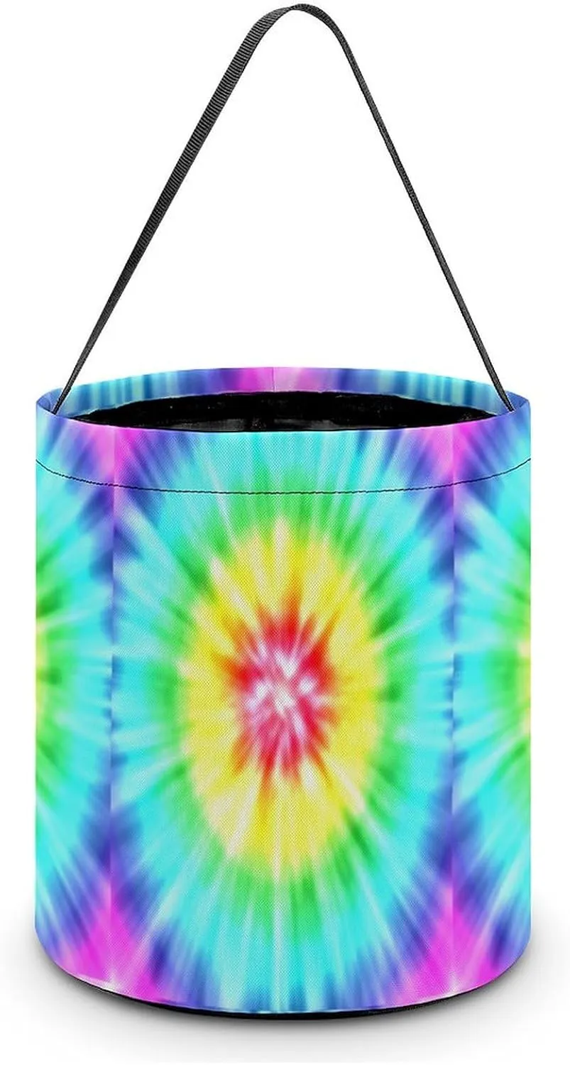 Realistic Tie-dye Cute Easter Basket Bags Eggs Bucket Candy Tote Decorations Gifts Party Storage Bag
