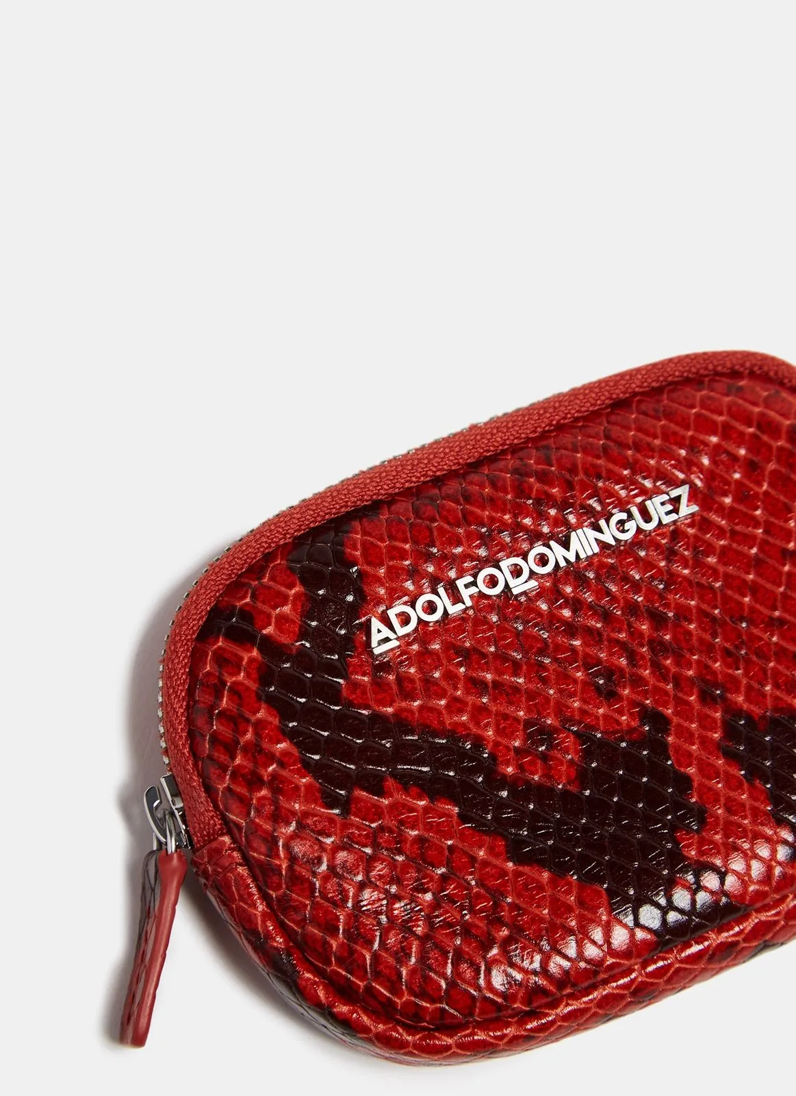 Red Snake Embossed Leather Coin Purse