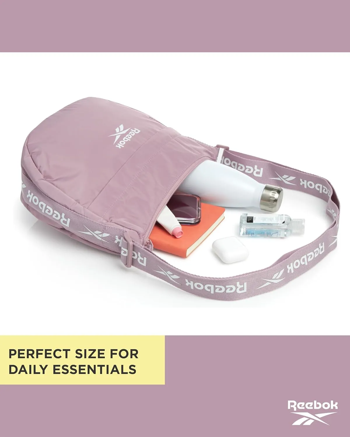 Reebok Women's Crossbody Bag - Stylish Lightweight Nylon Quilted and Non-Quilted Everyday Sling Bags for Women