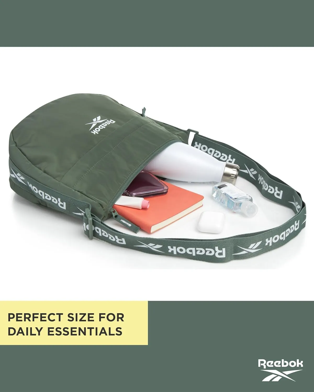 Reebok Women's Crossbody Bag - Stylish Lightweight Nylon Quilted and Non-Quilted Everyday Sling Bags for Women