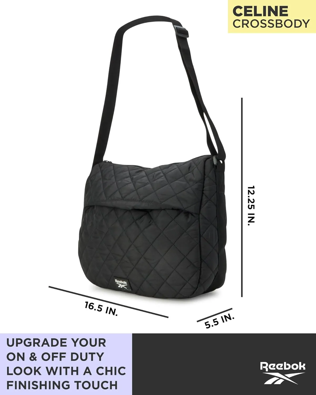 Reebok Women's Crossbody Bag - Stylish Lightweight Nylon Quilted and Non-Quilted Everyday Sling Bags for Women