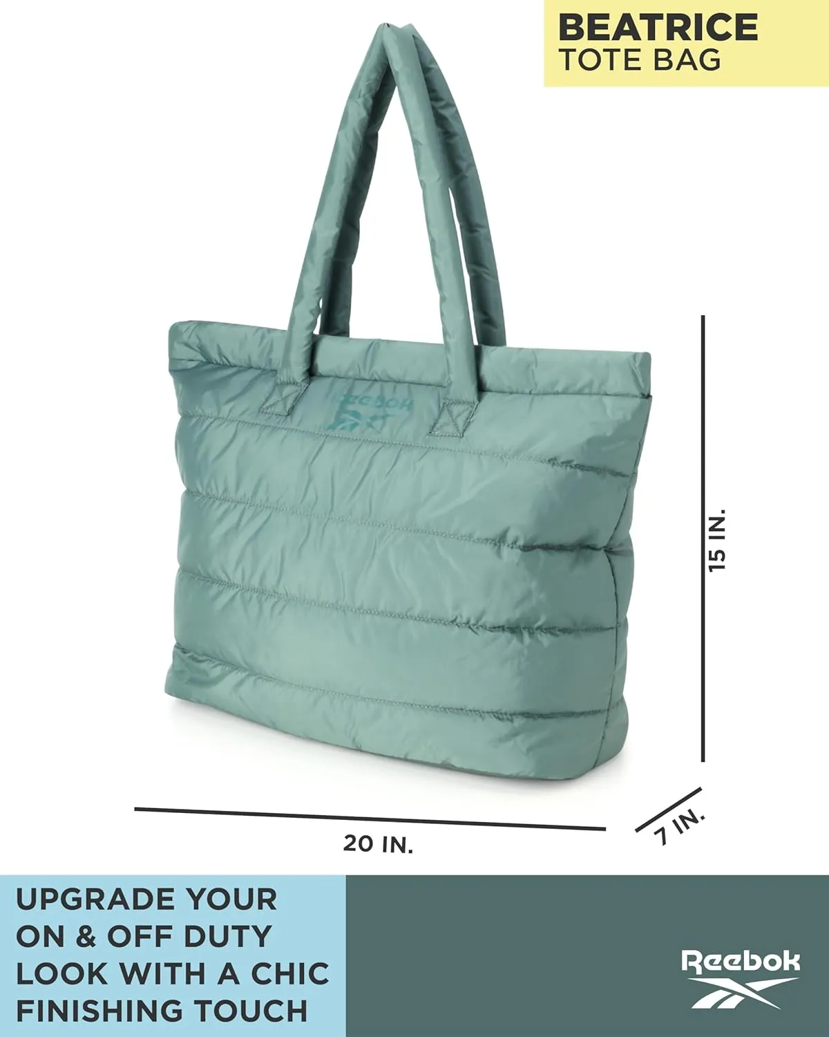 Reebok Women's Gym Tote Bag - Lightweight Carry On Tote Bags for Women - Casual Sports Shoulder Bag with Zipper Closure