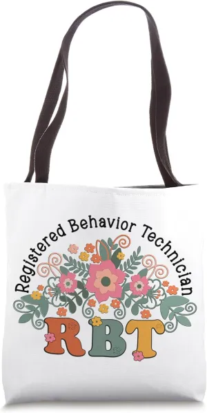 Registered Behavior Technician RBT Nurse Groovy Wildflowers Tote Bag