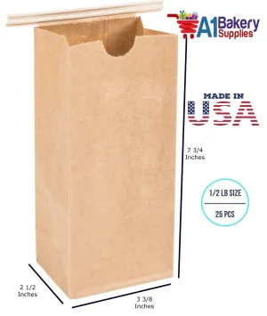 Resealable Kraft Tin Tie Poly-lined Bags - 1/2 Lb - 25 Pack