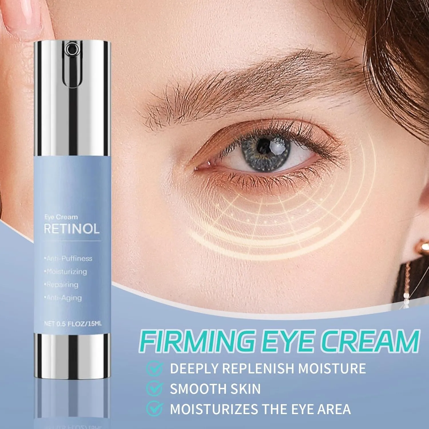 Retinol Eye Cream 0.5FL OZ - Anti-Wrinkle & Hydrating Eye Treatment for Dark Circles, Puffiness, and Fine Lines - Deep Moisturizing Eye Cream for Night & Day Use (3)