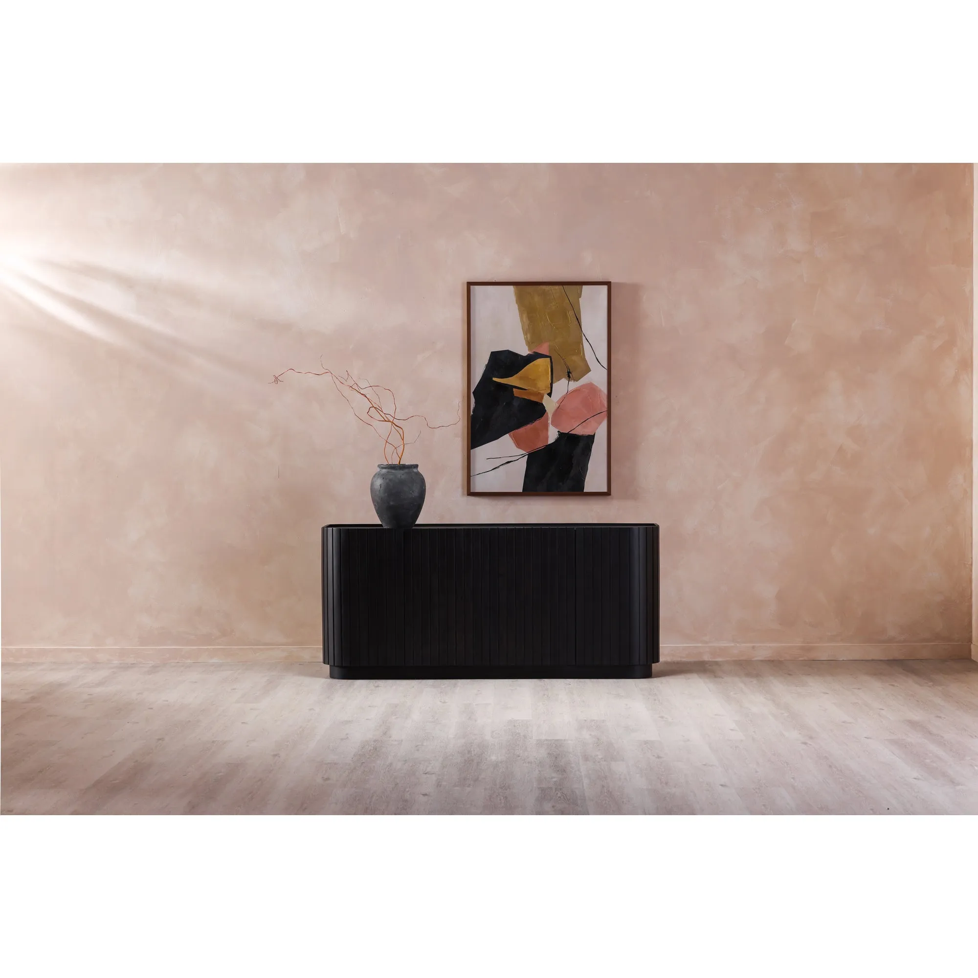 Retro-Chic Abstract Canvas Artwork in Vintage Pine Frame