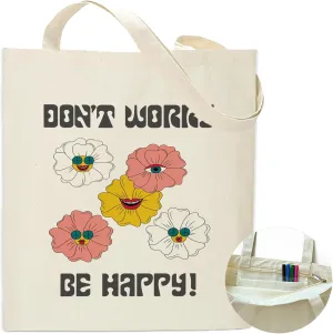 Retro Flower Groovy Canvas Tote Bag Shoulder Zipper Pocket Funny Hippie Floral Aesthetic Cute Women Teacher Lady Shopping Handbag Preppy College Book Reusable Grocery Work Storage Cloth