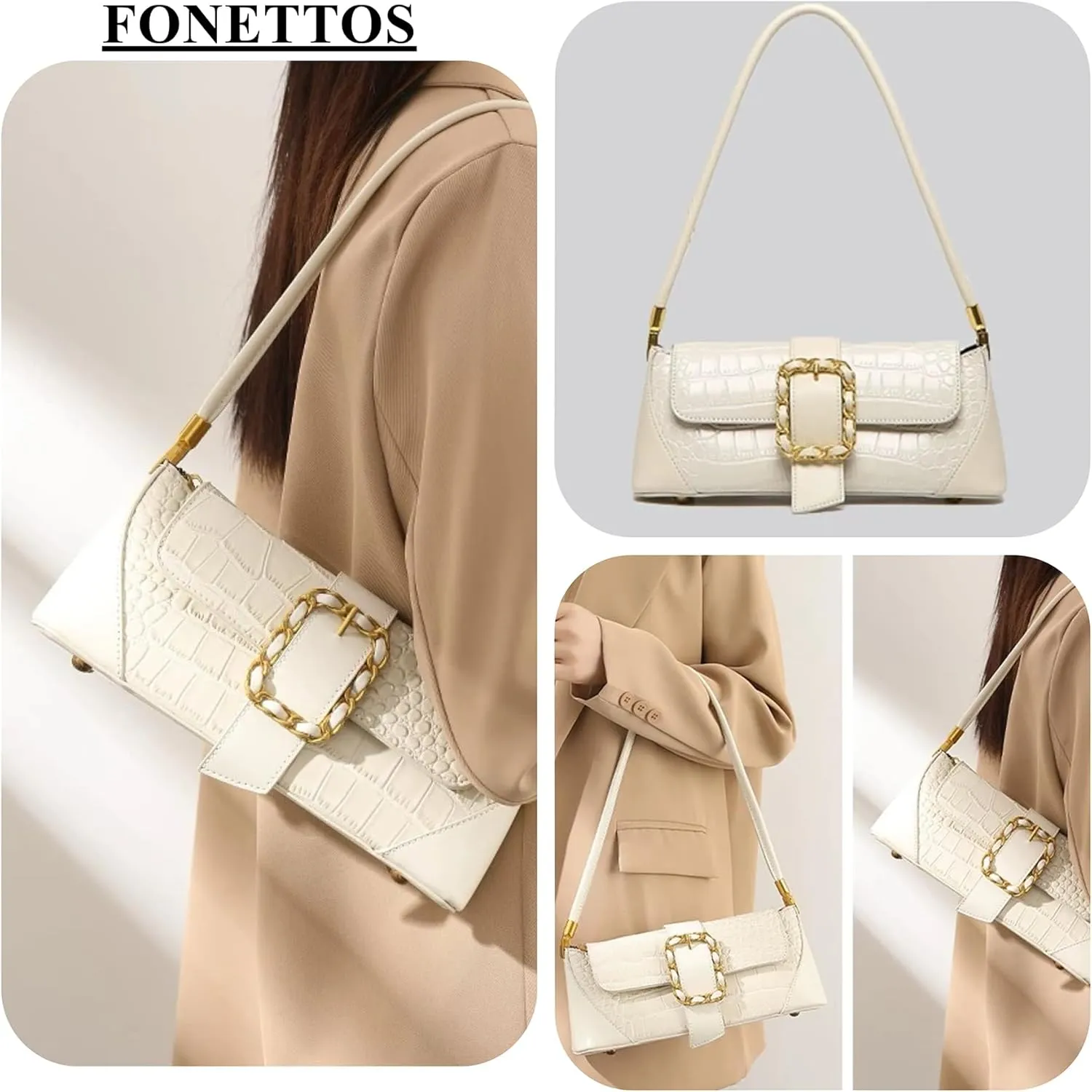 Retro French Clutch Handbag, Small Shoulder Bag for Women 90s Classic Purse Bag